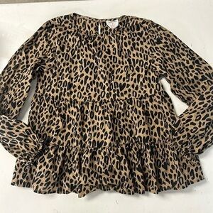 Crewcuts Cheetah Print Tiered Poplin Shirt Med 8/9